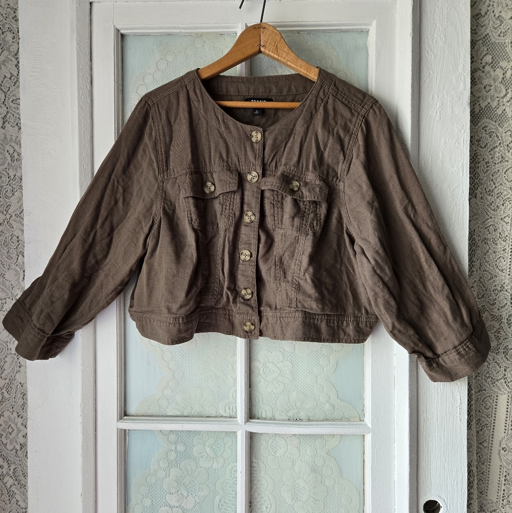 Torrid Brown Cropped Utility Jacket Size 2